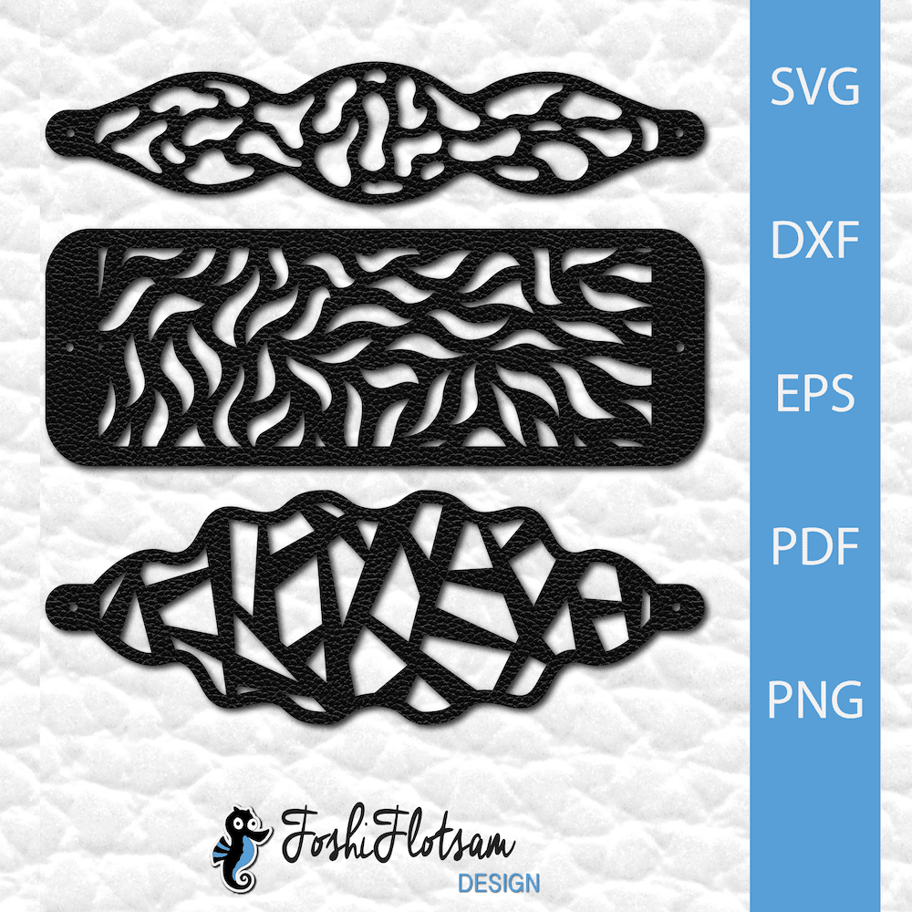 Bracelet SVG - Pattern SVG bracelet bundle 1 3 bracelet SVG cut files with assorted pattern designs.